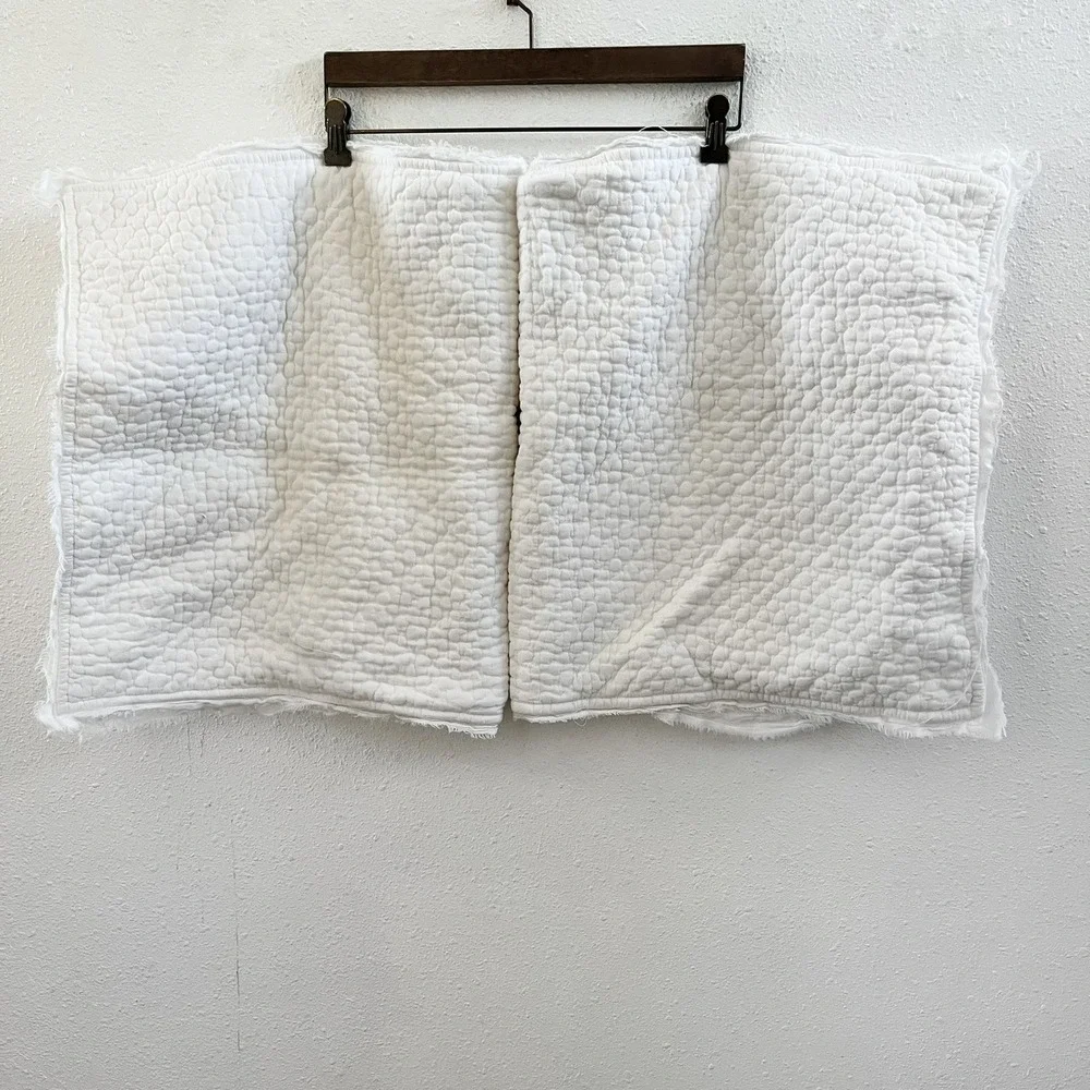 POTTERY BARN Pillow Shams Set Of 2 100% Cotton Pick Stitch